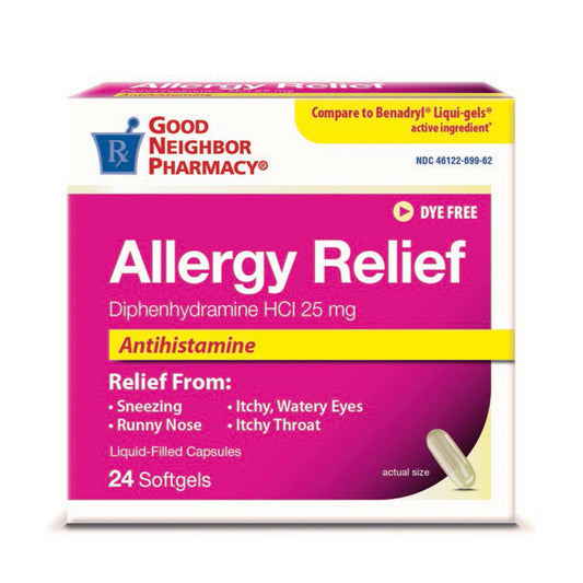 GNP Allergy Relief Diphenhydramine Dye-Free Tablets 24ct